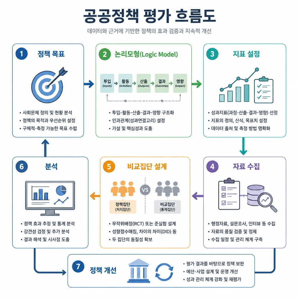 정책 효과 평가 방법의 단계별 흐름도