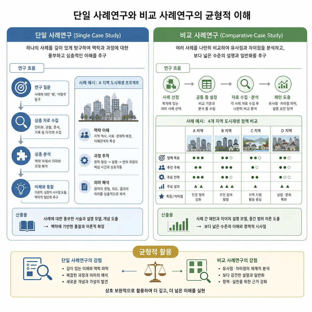 단일 사례연구와 비교 사례연구의 차이