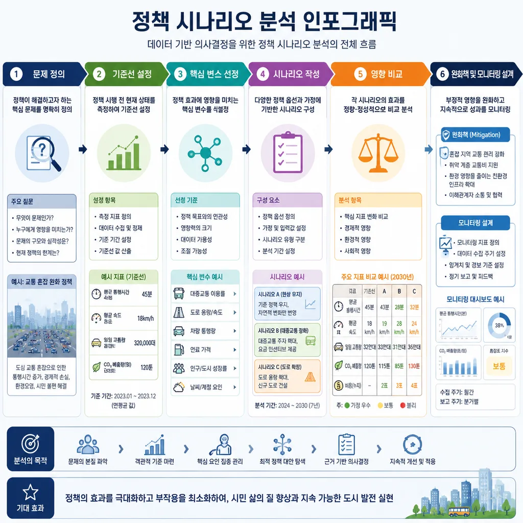 정책 시나리오 분석 절차를 보여주는 흐름도