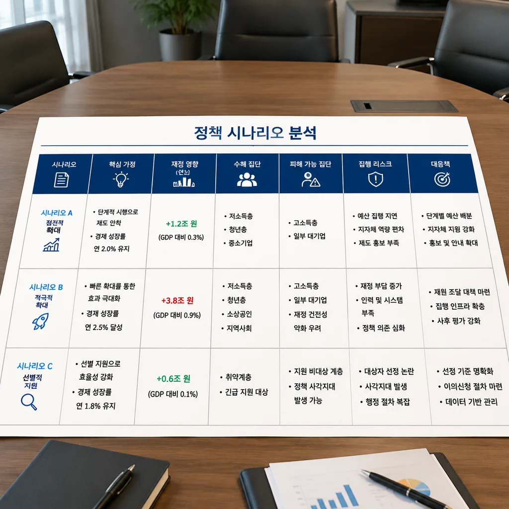 정책 시나리오 분석 비교표 예시